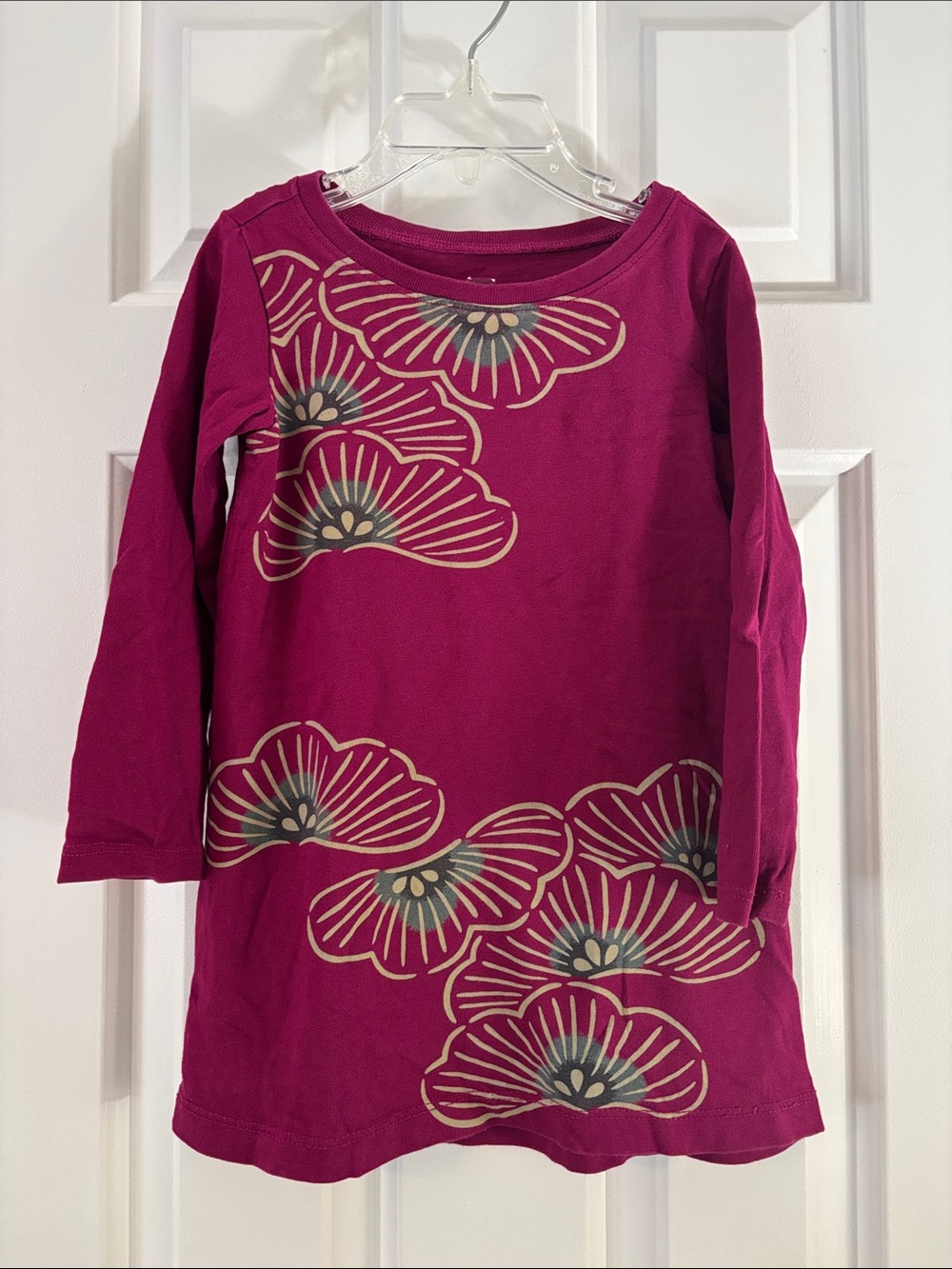 Tea Collection Girls' Fuchsia Floral Long-Sleeve Tunic Top